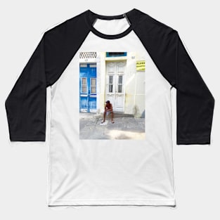 Sitting on Door Step in Rio Baseball T-Shirt